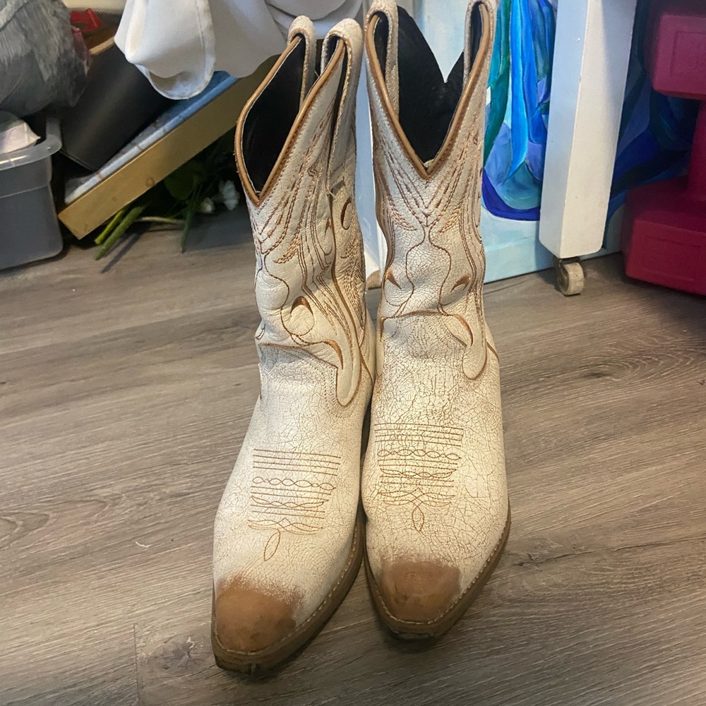 White and brown Cowgirl boots